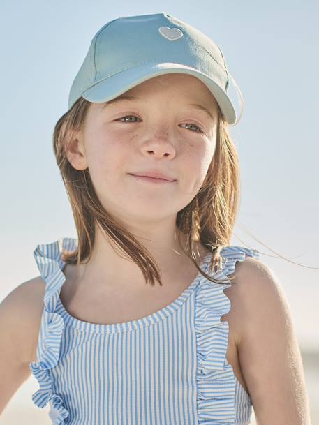 Casquette enfant fille coeur brodé bleu pâle+vert d'eau - vertbaudet enfant 