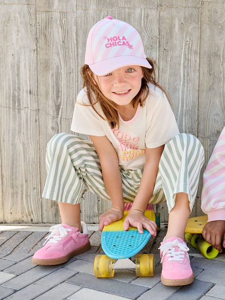Casquette fille coton 'Hola Chicas' rose - vertbaudet enfant 