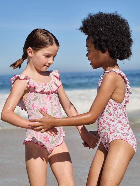Maillot de bain fille 1 pièce rose pâle - vertbaudet enfant 