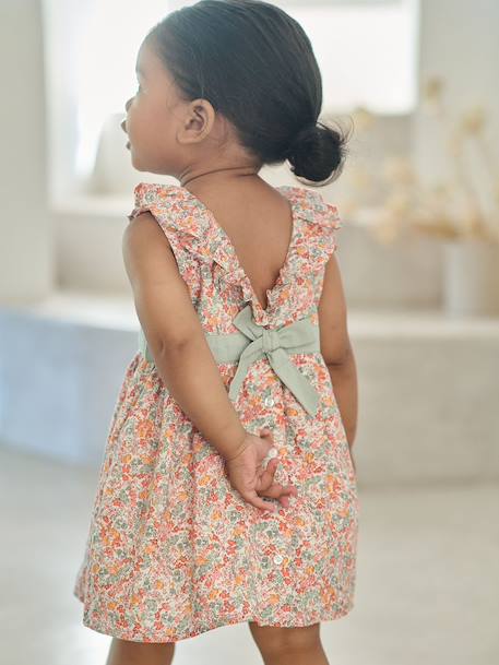 Jurk voor babymeisjes met strik en opening aan de achterkant meerkleurig - vertbaudet enfant 