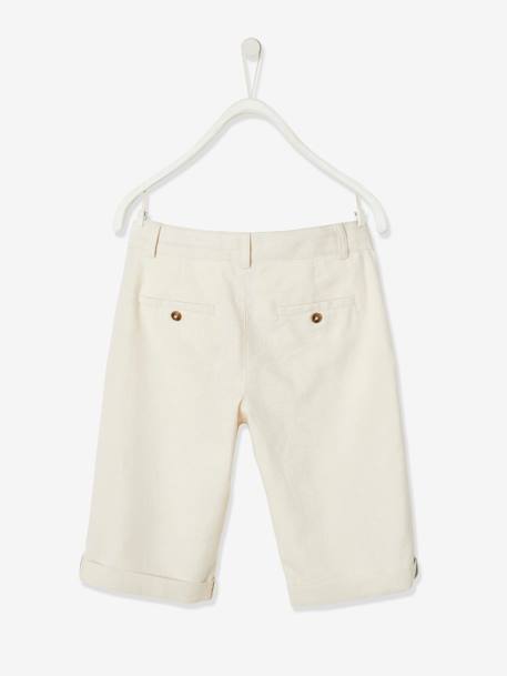 Bermuda garçon cérémonie en coton/lin beige clair - vertbaudet enfant 