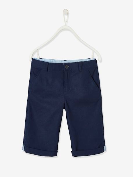 Bermuda garçon cérémonie en coton/lin beige+beige clair+bleu+marine foncé+vert sauge - vertbaudet enfant 