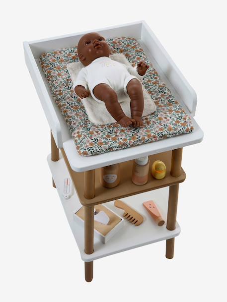 Matelas à langer pour poupon en gaze de coton jaune+rose - vertbaudet enfant 