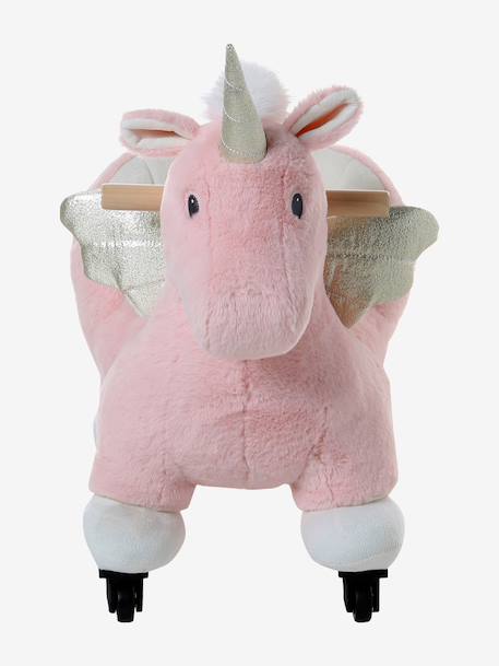 Porteur animal à roulettes en bois FSC® blanc+chocolat+marron+rose - vertbaudet enfant 