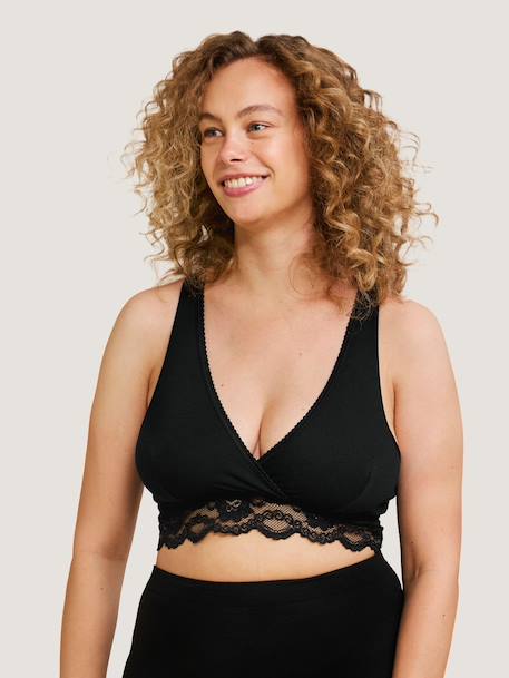 Soutien-gorge cache-coeur de grossesse et d'allaitement en coton bio Noir - vertbaudet enfant 