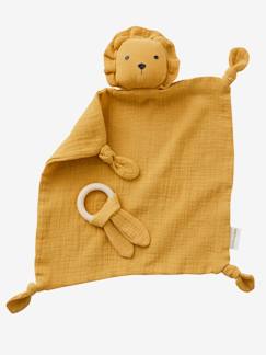 Jouet-Premier âge-Doudous, peluches et jouets en tissu-Doudou personnalisable en gaze de coton + hochet rond