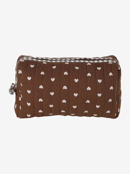 Etui Mama katoenen gaas beige, bedrukt+hazelnoot+wit - vertbaudet enfant 