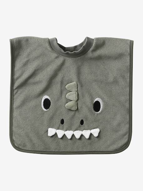 Lot de 3 bavoirs animaux à enfiler écru+sauge - vertbaudet enfant 