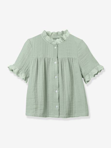 Chemise fille en gaze - coton biologique vert sauge - vertbaudet enfant 