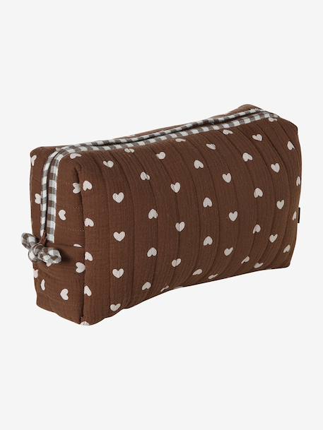 Etui Mama katoenen gaas beige, bedrukt+hazelnoot+wit - vertbaudet enfant 
