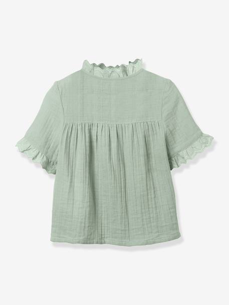 Chemise fille en gaze - coton biologique vert sauge - vertbaudet enfant 