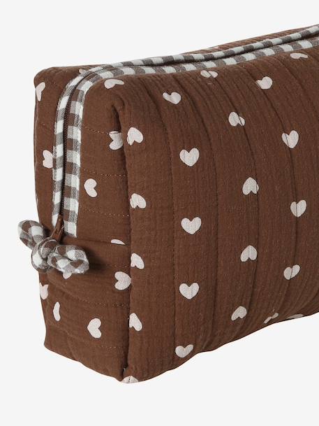 Etui Mama katoenen gaas beige, bedrukt+hazelnoot+wit - vertbaudet enfant 