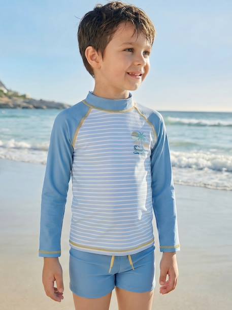Ensemble manches longues short anti UV bleu azur - vertbaudet enfant 