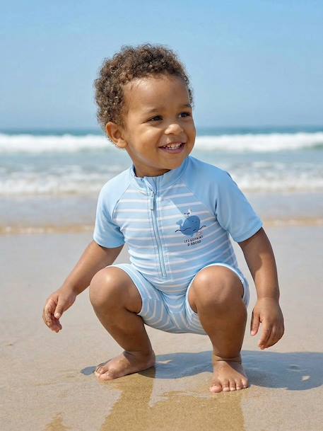 Combinaison anti-UV bébé couche intégrée bleu ciel - vertbaudet enfant 