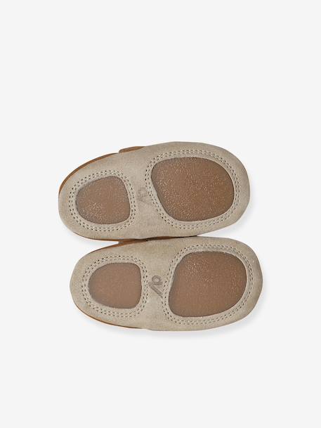 Chaussons bébé cuir élastiqués chocolat - vertbaudet enfant 