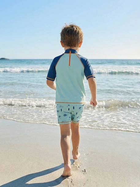 Ensemble de bain garçon T-shirt anti-UV + short bleu pétrole - vertbaudet enfant 