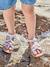 Sandales scratchées cuir enfant collection maternelle blanc+lot bleu - vertbaudet enfant 