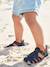 Dichte babysandalen met leren gesp bruin+marineblauw - vertbaudet enfant 