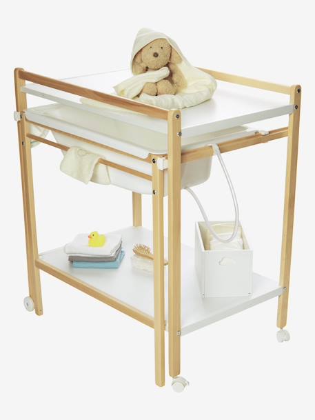 Table à langer avec baignoire intégrée MagicTub BLANC+NATUREL/BLANC - vertbaudet enfant 
