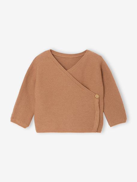 Brassière bébé naissance tricot point mousse coton et laine beige chiné+blanc+cappuccino+rose pâle+vert sauge - vertbaudet enfant 
