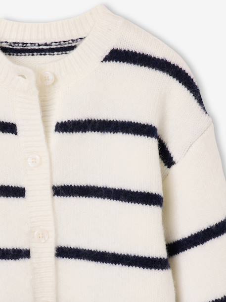 Gilet fille manches longues écru+lavande+vert sauge - vertbaudet enfant 