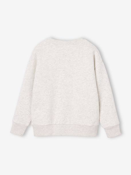 Sweat garçon col rond blanc chiné+mauve - vertbaudet enfant 