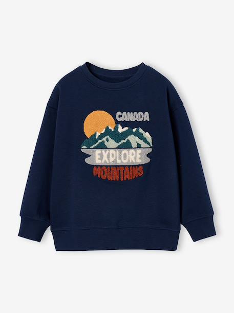 Sweat col rond garçon marine+tomette - vertbaudet enfant 