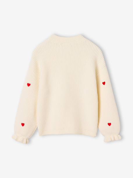 Pull fille manches longues col rond écru+marine+rose - vertbaudet enfant 