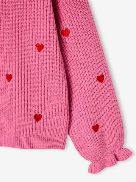 Pull fille manches longues col rond écru+marine+rose - vertbaudet enfant 