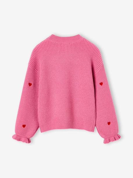 Pull fille manches longues col rond écru+marine+rose - vertbaudet enfant 