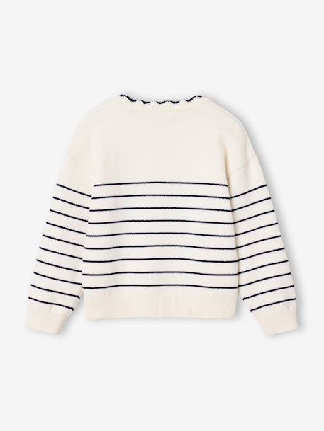 Pull fille manches longues framboise+marine+rose - vertbaudet enfant 