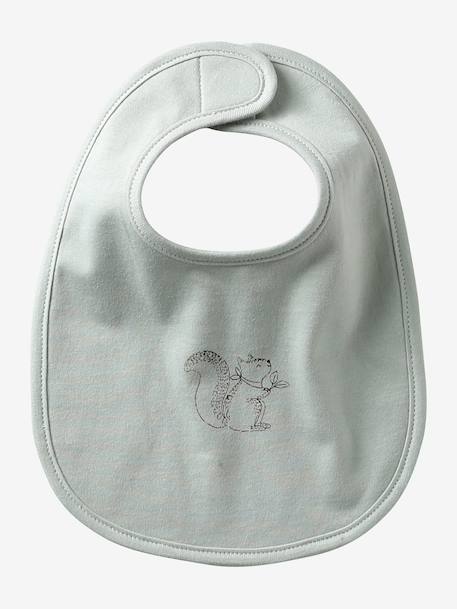 Set van 7 babyslabbetjes beige, bedrukt+blauwgroen+Egel+jungle wit+lichtroze+touw - vertbaudet enfant 