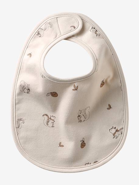 Lot 7 bavoirs naissance en coton bio* beige imprimé+blanc jungle+ficelle+Hérisson+rose pâle+vert d'eau - vertbaudet enfant 