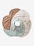 Lot 7 bavoirs naissance en coton bio* beige imprimé+blanc jungle+ficelle+Hérisson+rose pâle+vert d'eau - vertbaudet enfant 