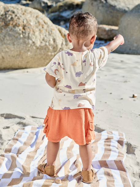 Short style battle bébé en molleton texturé kaki+noisette - vertbaudet enfant 