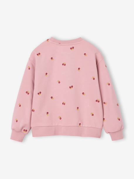 Sweat fille manches longues écru+rose pâle - vertbaudet enfant 
