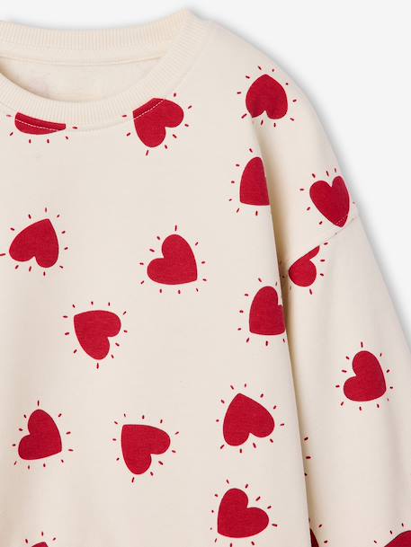 Meisjessweater met ronde hals ecru+ivoor+lichtroze+taupe - vertbaudet enfant 