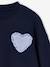 Meisjessweater met hartjespatch groengrijs+marineblauw - vertbaudet enfant 