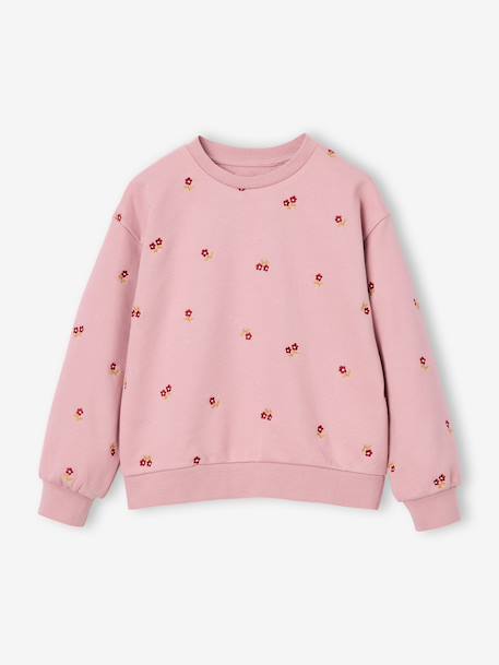 Sweat fille manches longues écru+rose pâle - vertbaudet enfant 