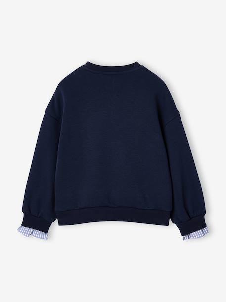 Meisjessweater met hartjespatch groengrijs+marineblauw - vertbaudet enfant 