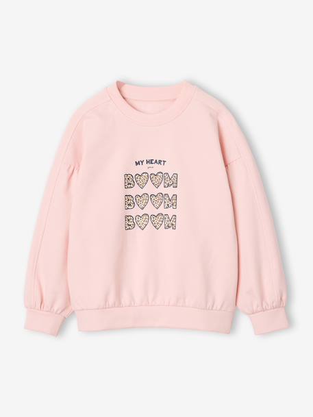Sweat fille col rond mauve+rose pâle - vertbaudet enfant 