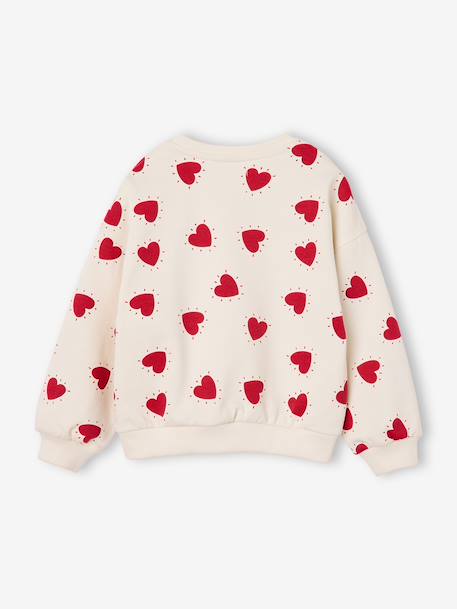 Sweat fille col rond écru+ivoire+rose pâle+taupe - vertbaudet enfant 
