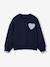 Meisjessweater met hartjespatch groengrijs+marineblauw - vertbaudet enfant 