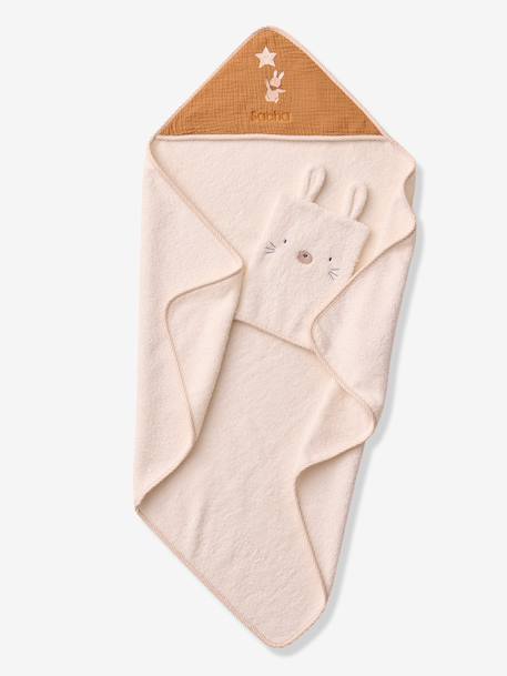 Cape de bain et gant en coton personnalisable noisette - vertbaudet enfant 