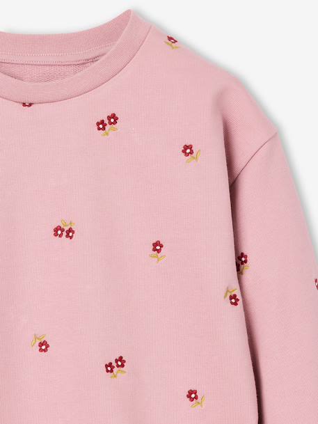 Sweat fille manches longues écru+rose pâle - vertbaudet enfant 