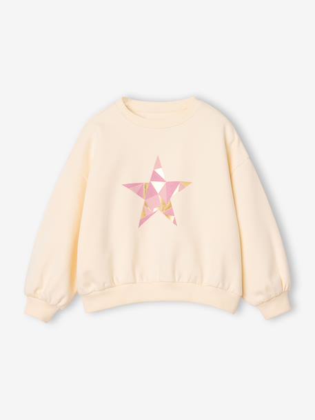 Sweatshirt voor meisjes met ster vanille - vertbaudet enfant 