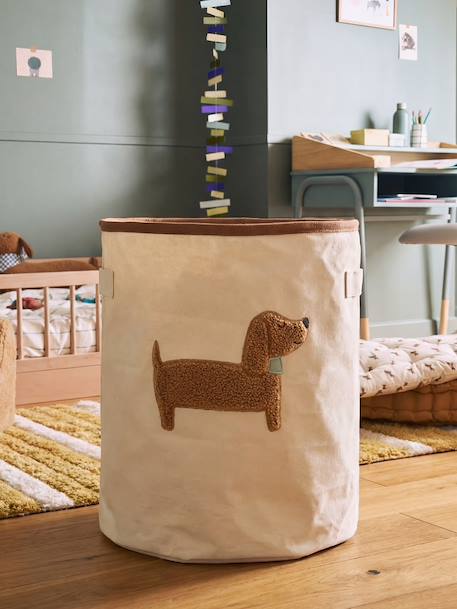 Panier rangement motif chien sherpa beige - vertbaudet enfant 