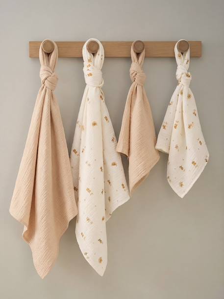 Lot 4 langes en gaze de coton blanc imprimé - vertbaudet enfant 