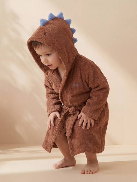 Peignoir enfant Dinosaure personnalisable BLEU MOYEN+camel - vertbaudet enfant 