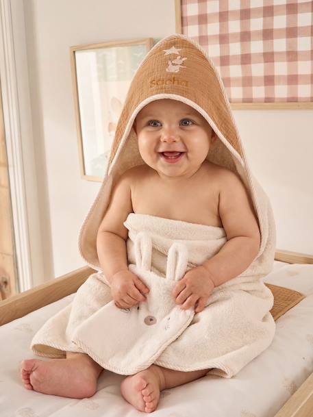 Bébé-Cape de bain et gant en coton personnalisable